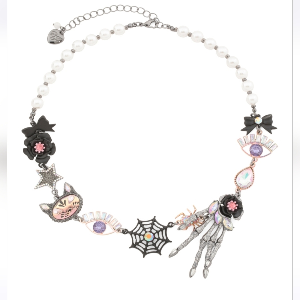 BETSEY JOHNSON multi Spooky Charm Necklace